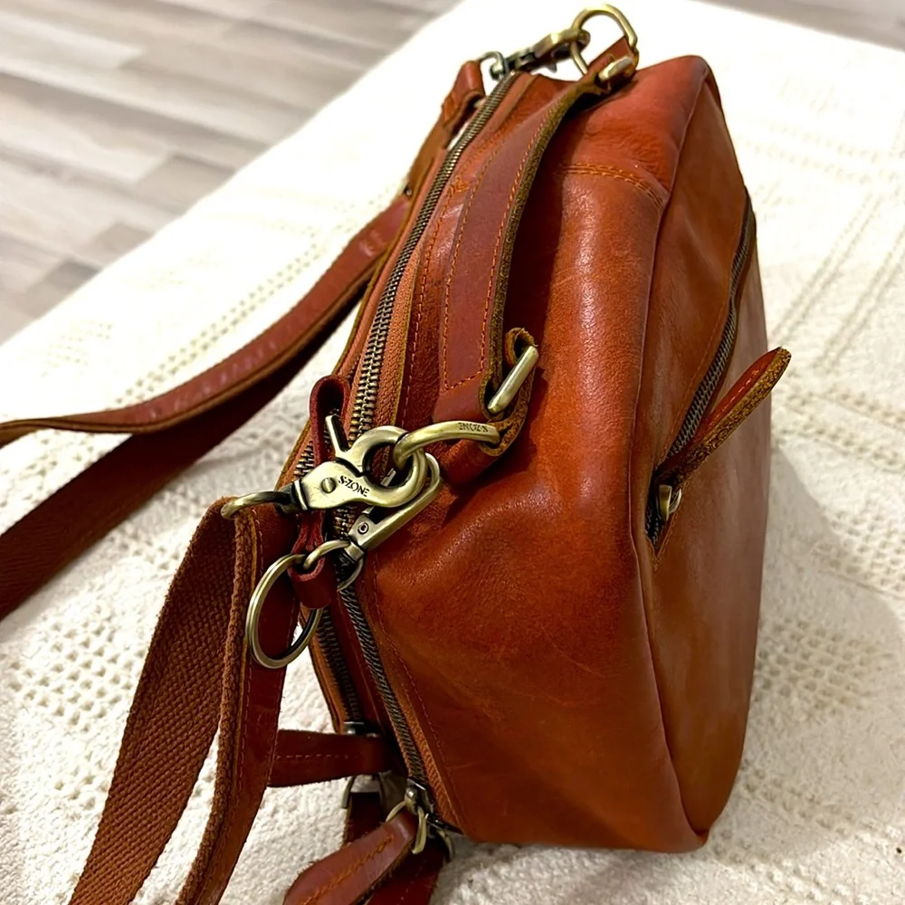 S-ZONE Genuine Leather Crossbody Shoulder Bag Purse Handbag‎